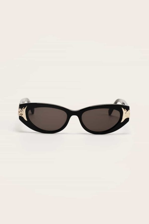 ZEUS+DION Oval-Shaped Sunglasses With Metallic Wing Details Black