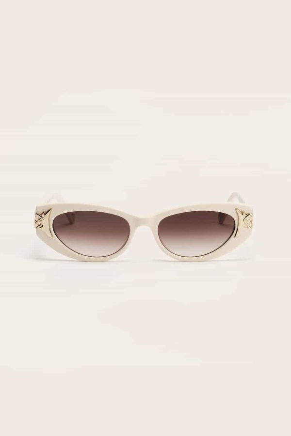 ZEUS+DION Oval-Shaped Sunglasses With Metallic Wing Details Cream