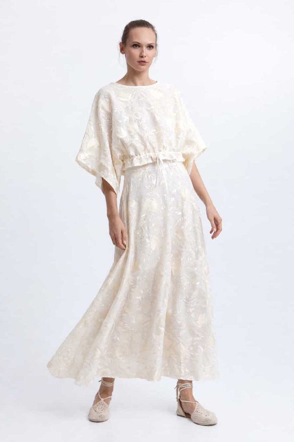 Greek Archaic Kori Blossom Skirt Natural/Champagne