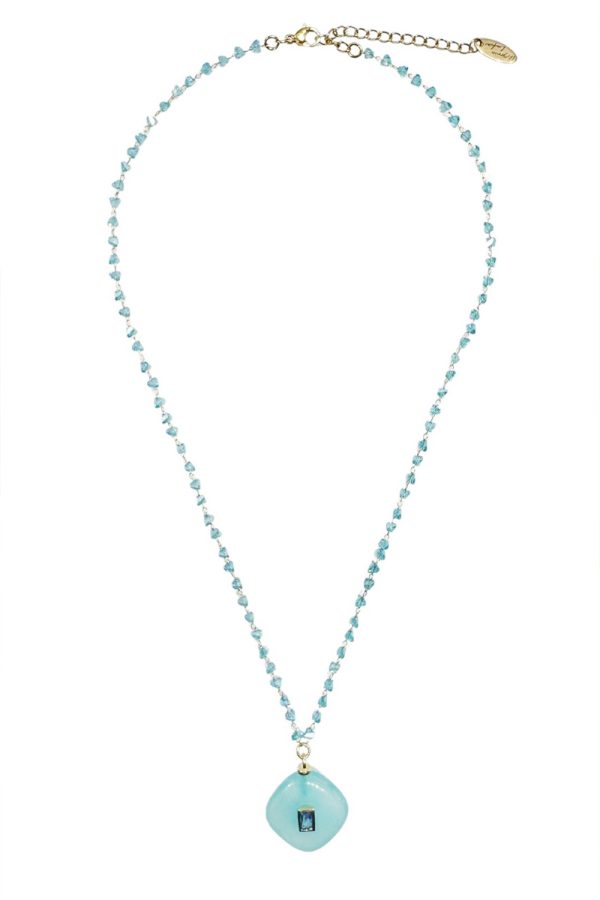 Ifigenia Loukou Necklace with Turquoise Crystals and Motif
