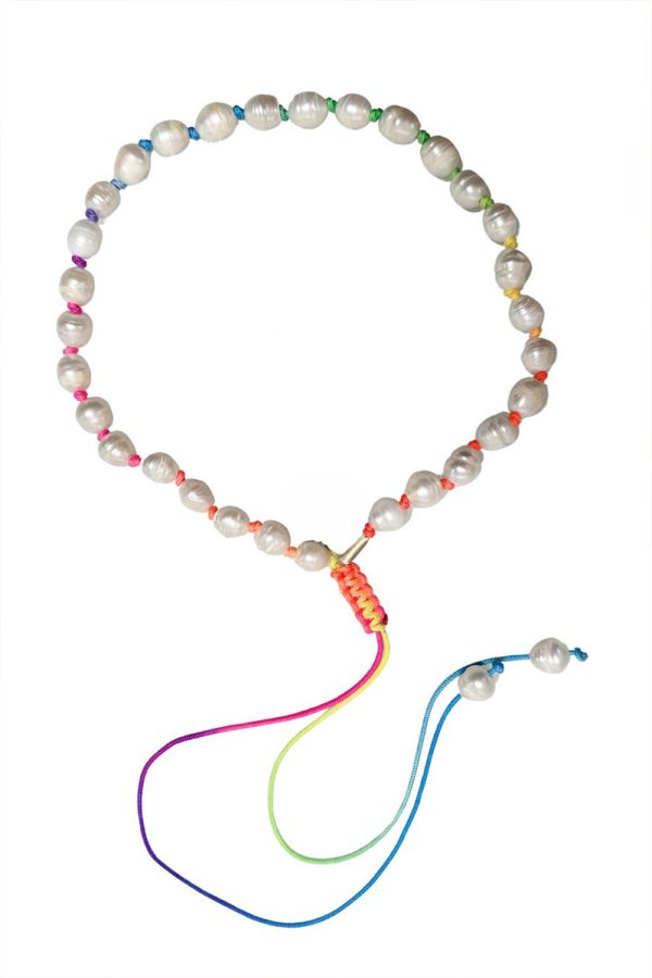 Ifigenia Loukou Pearl Necklace with Multicolor Macramé