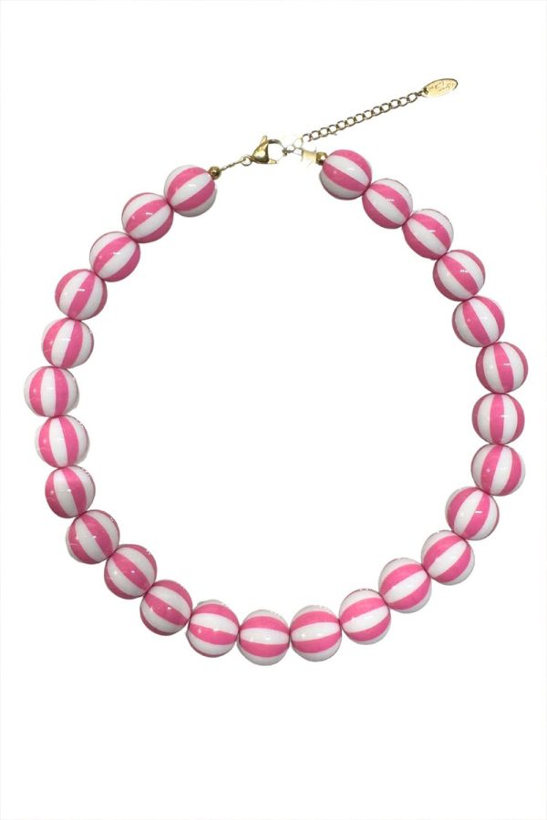 Ifigenia Loukou Pink Striped Acrylic Necklace