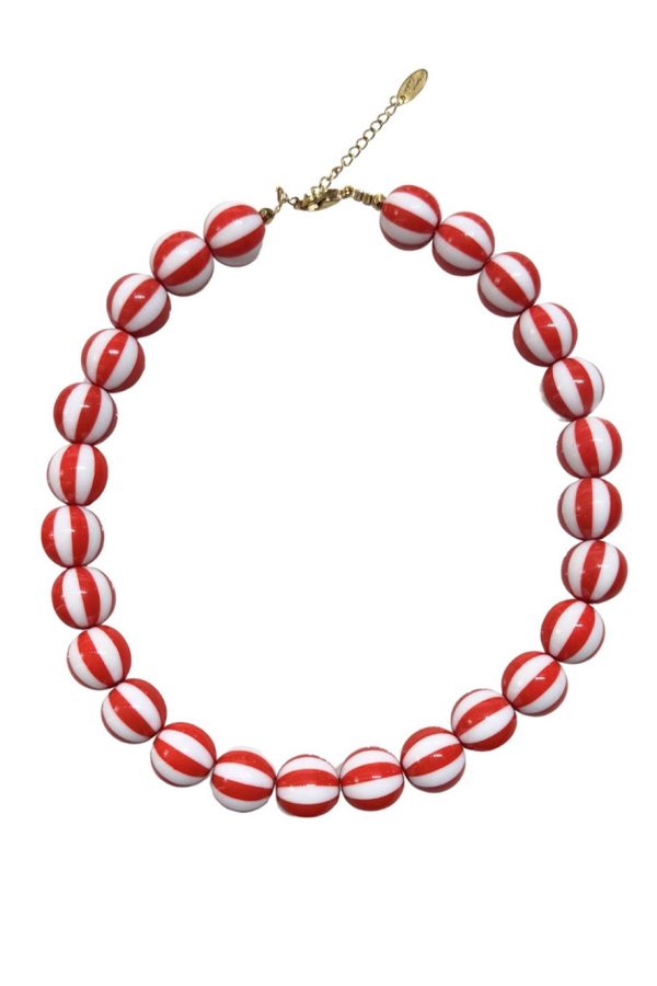 Ifigenia Loukou Red Striped Acrylic Necklace