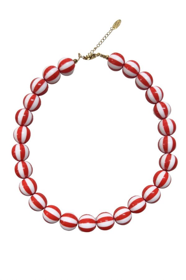 Ifigenia Loukou Red Striped Acrylic Necklace
