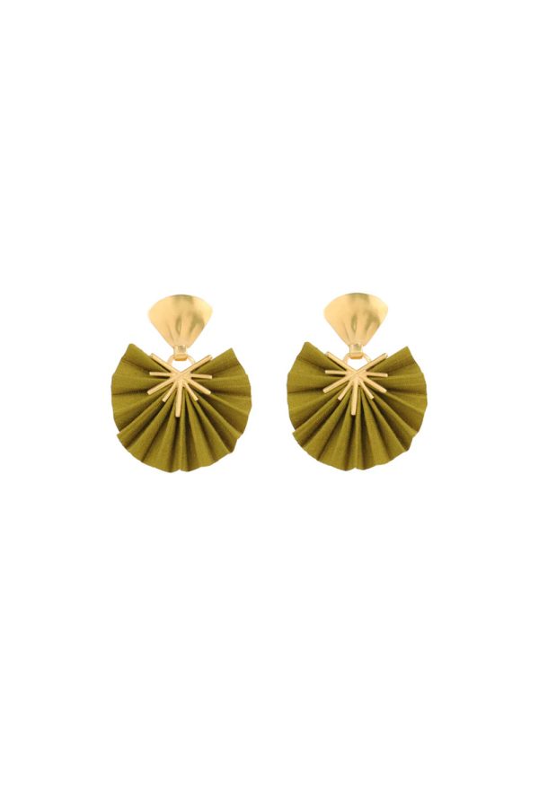 Katerina Makriyianni Mini Sparkle Fan Earrings Golden Olive
