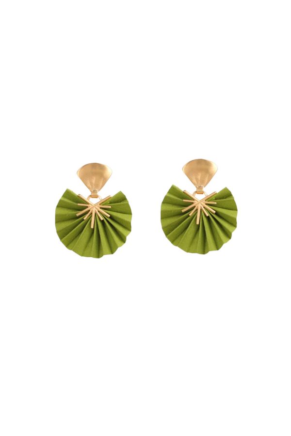 Katerina Makriyianni Mini Sparkle Fan Earrings Lime