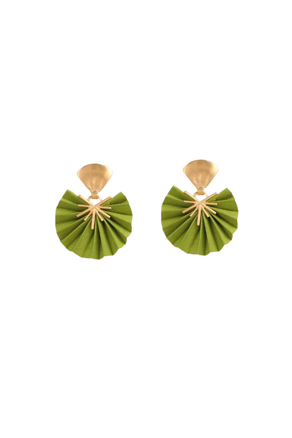 Katerina Makriyianni Mini Sparkle Fan Earrings Lime