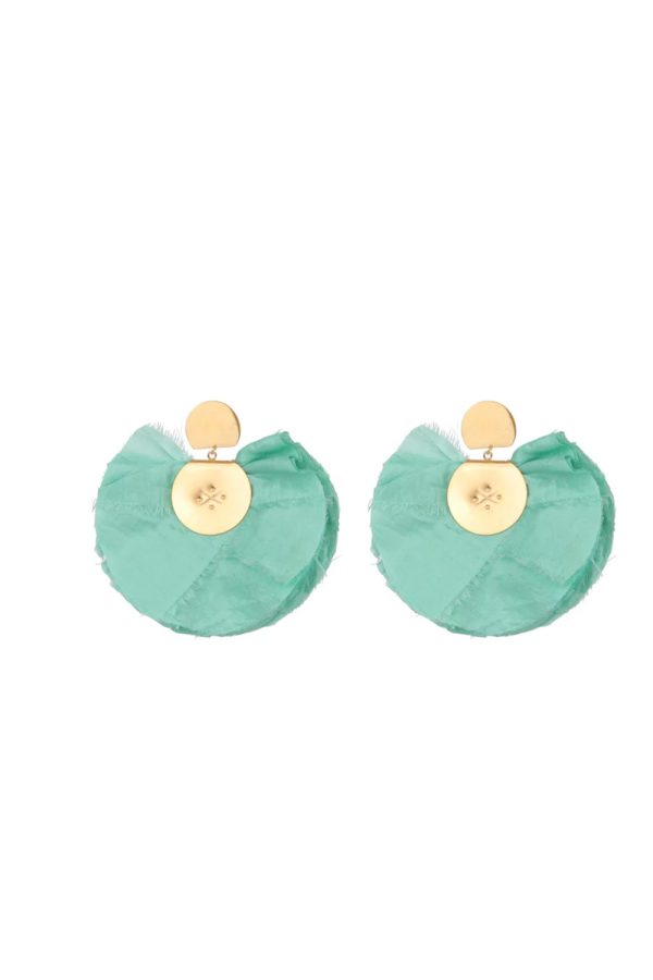 Katerina Makriyianni Silk Fan Earrings Aqua Blue