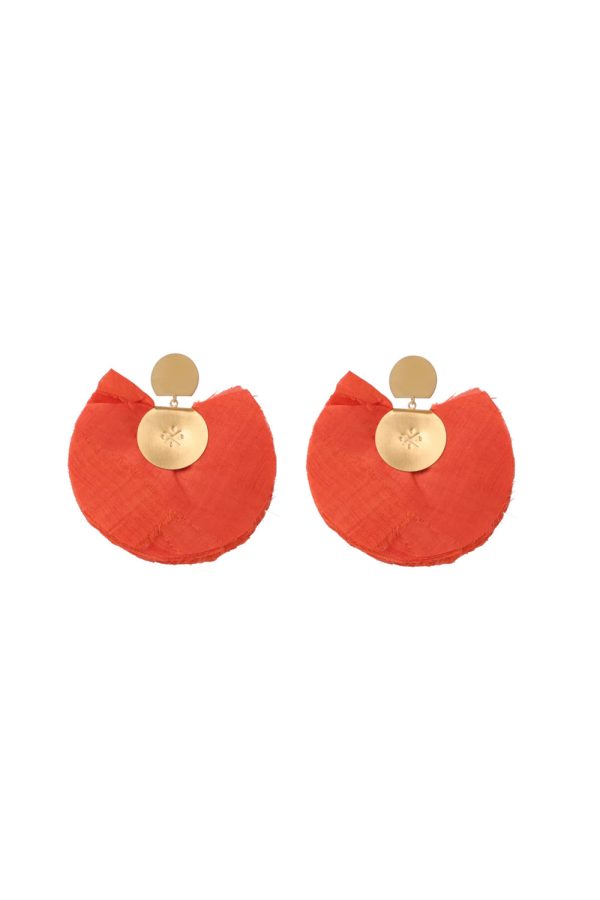Katerina Makriyianni Silk Fan Earrings Orange