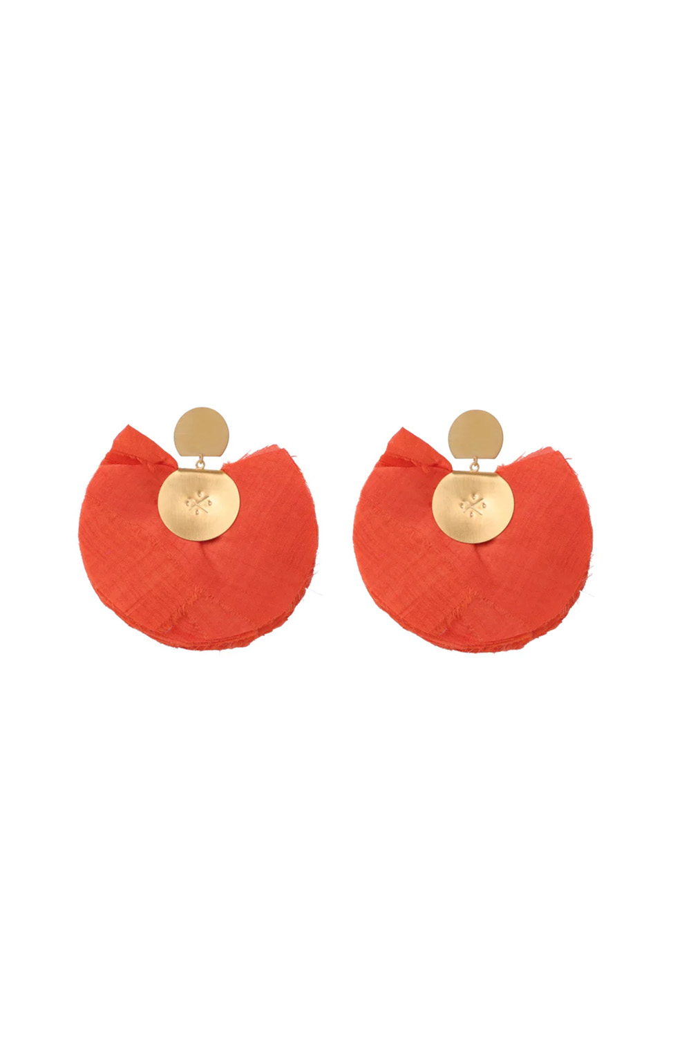 Katerina Makriyianni Silk Fan Earrings Orange