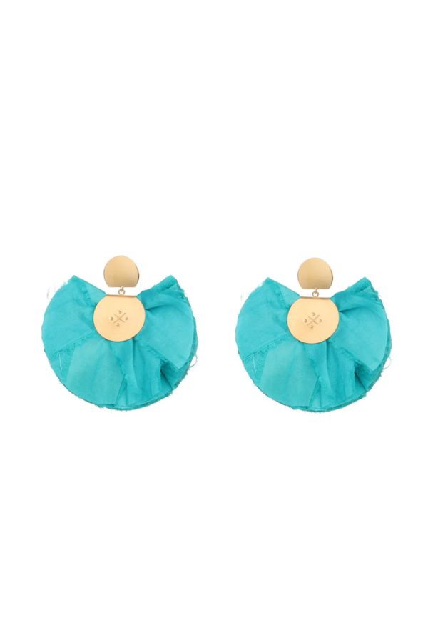 Katerina Makriyianni Silk Fan Earrings Turquoise