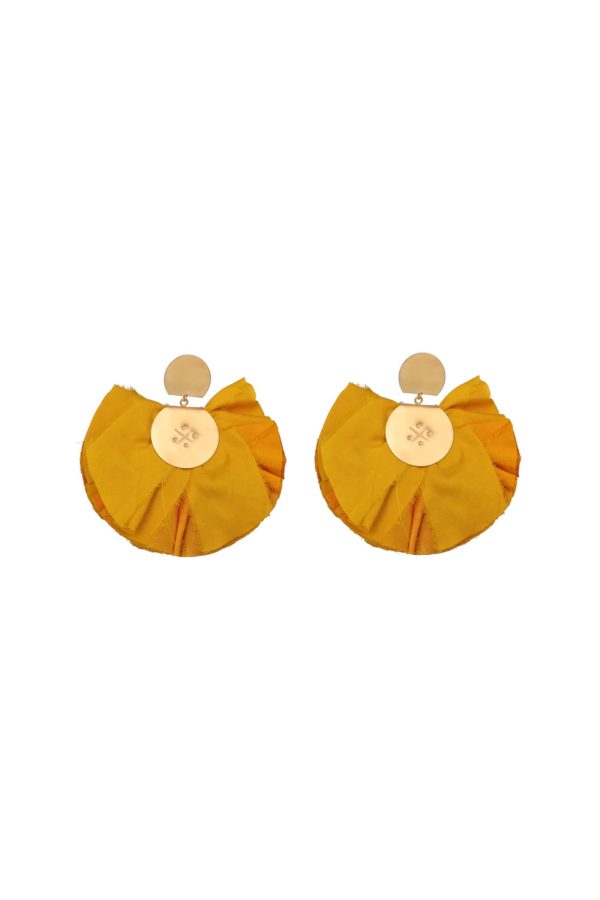 Katerina Makriyianni Silk Fan Earrings Yellow
