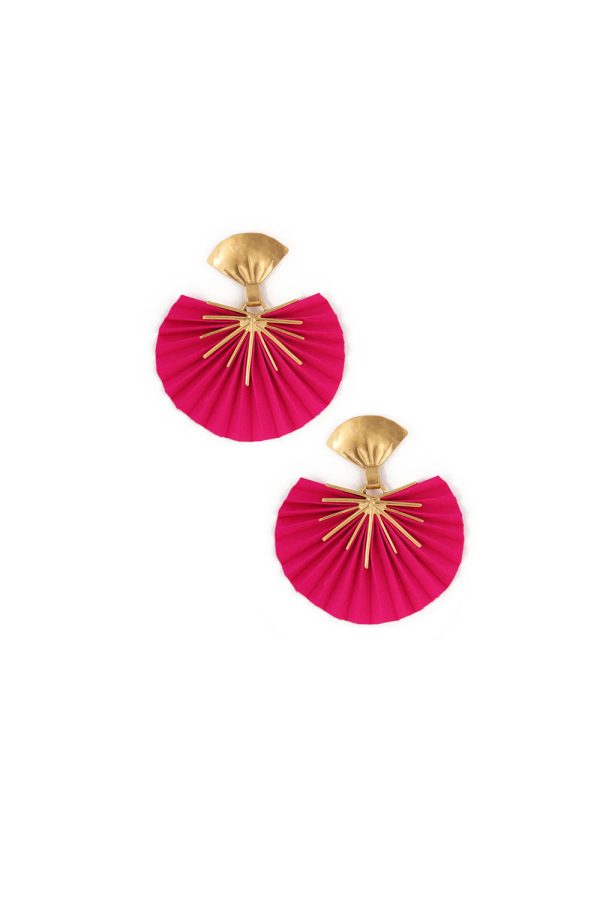 Katerina Makriyianni Sparkle Fan Earrings Fuchsia