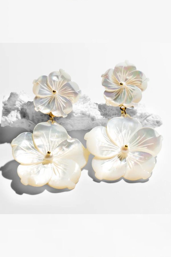 Katerina Psoma Antheia White Flower Dangle Earrings