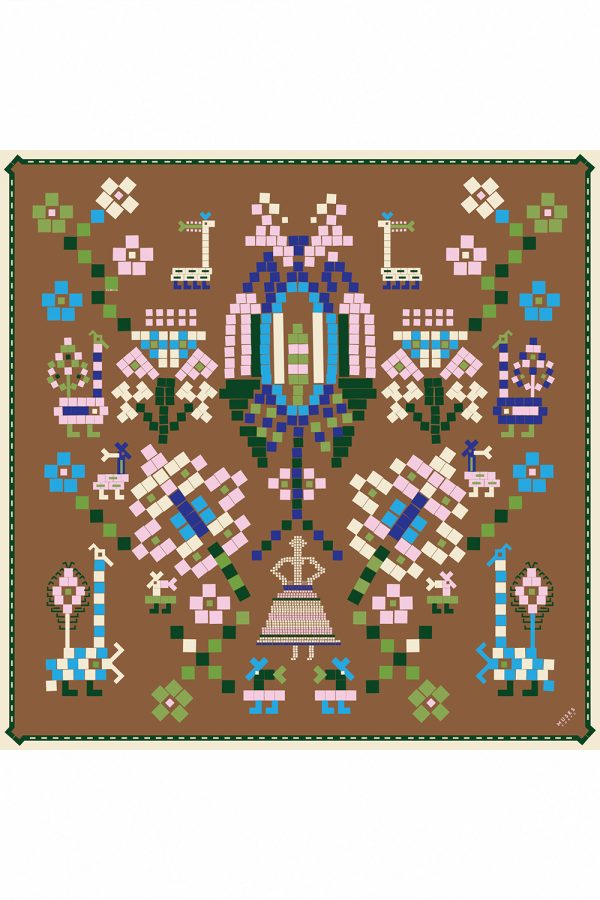 Muses Ark Silk Scarf Brown