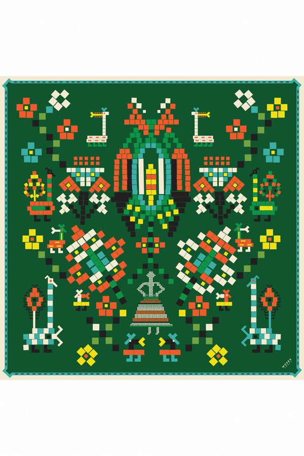 Muses Ark Silk Scarf Green