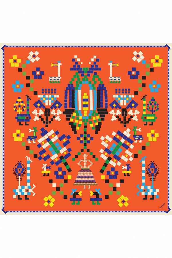 Muses Ark Silk Scarf Orange