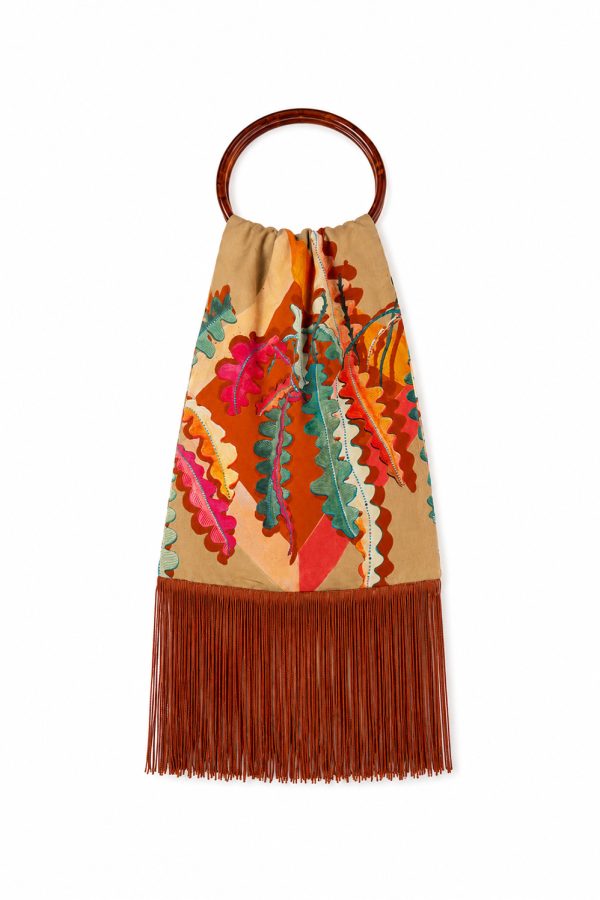Eleni Malami Small Silk Fringe Bag Cream