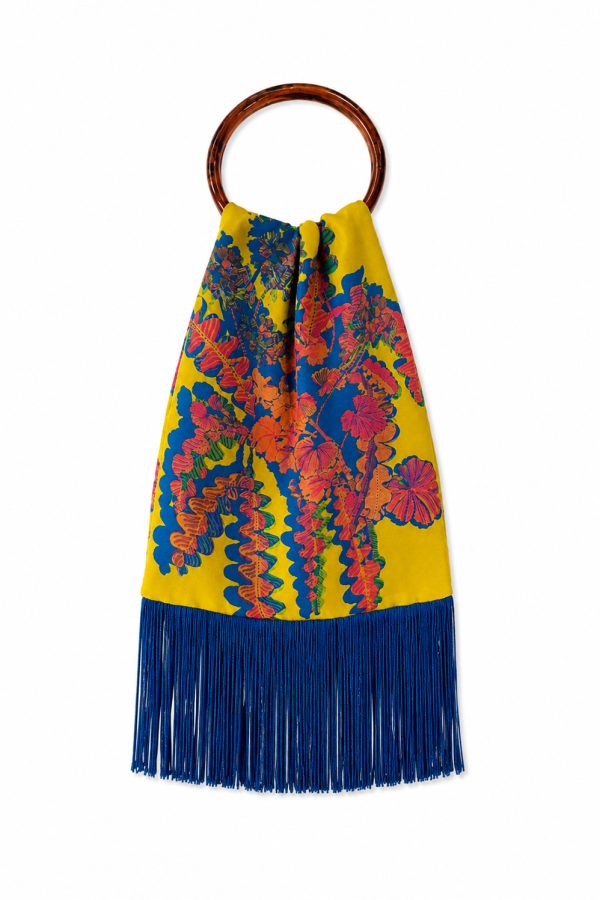 Eleni Malami Small Silk Fringe Bag Lime