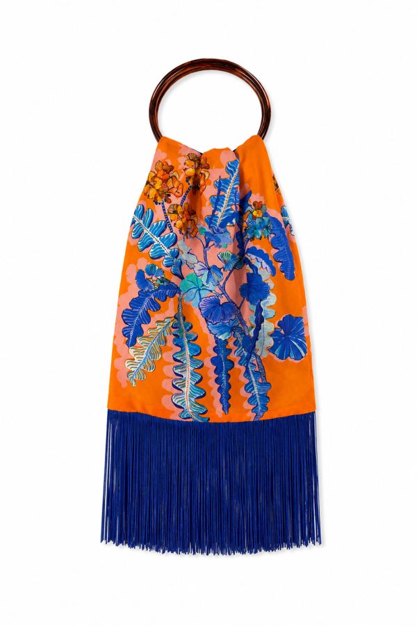 Eleni Malami Small Silk Fringe Bag Orange