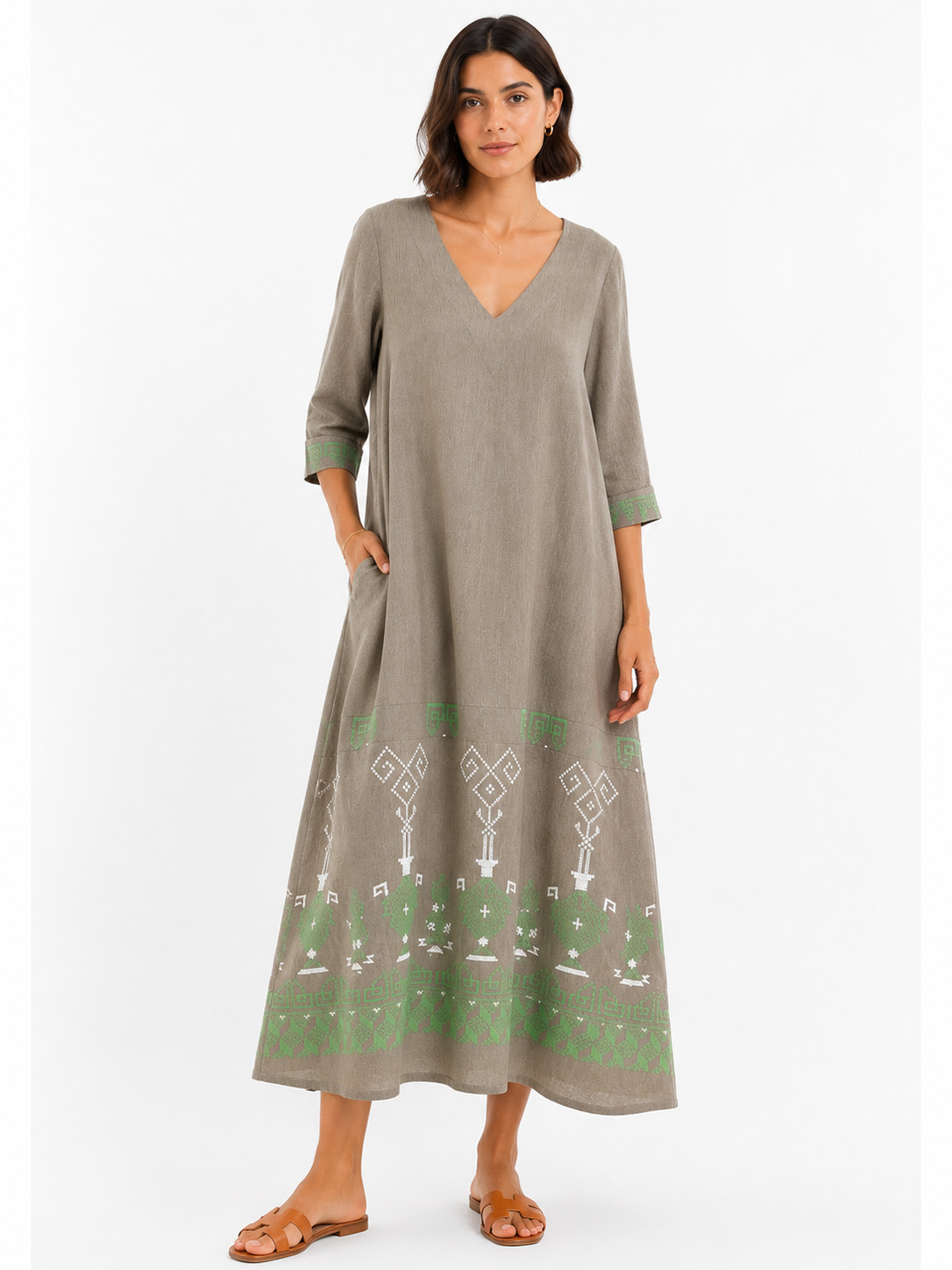 Ergon Mykonos Livadi Dress Taupe - Image 2