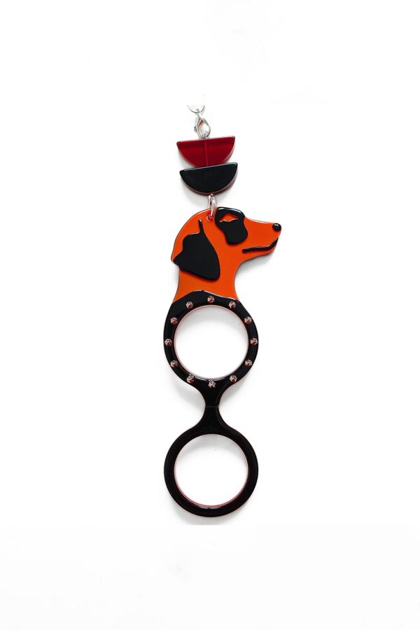 Flippan Look Orange Punk Dog Pendant Glasses 15th Anniversary Edition