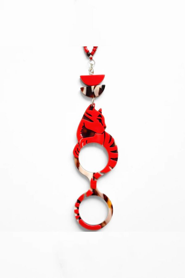 Flippan Look Warhol Red Cat-Glasses Pendant