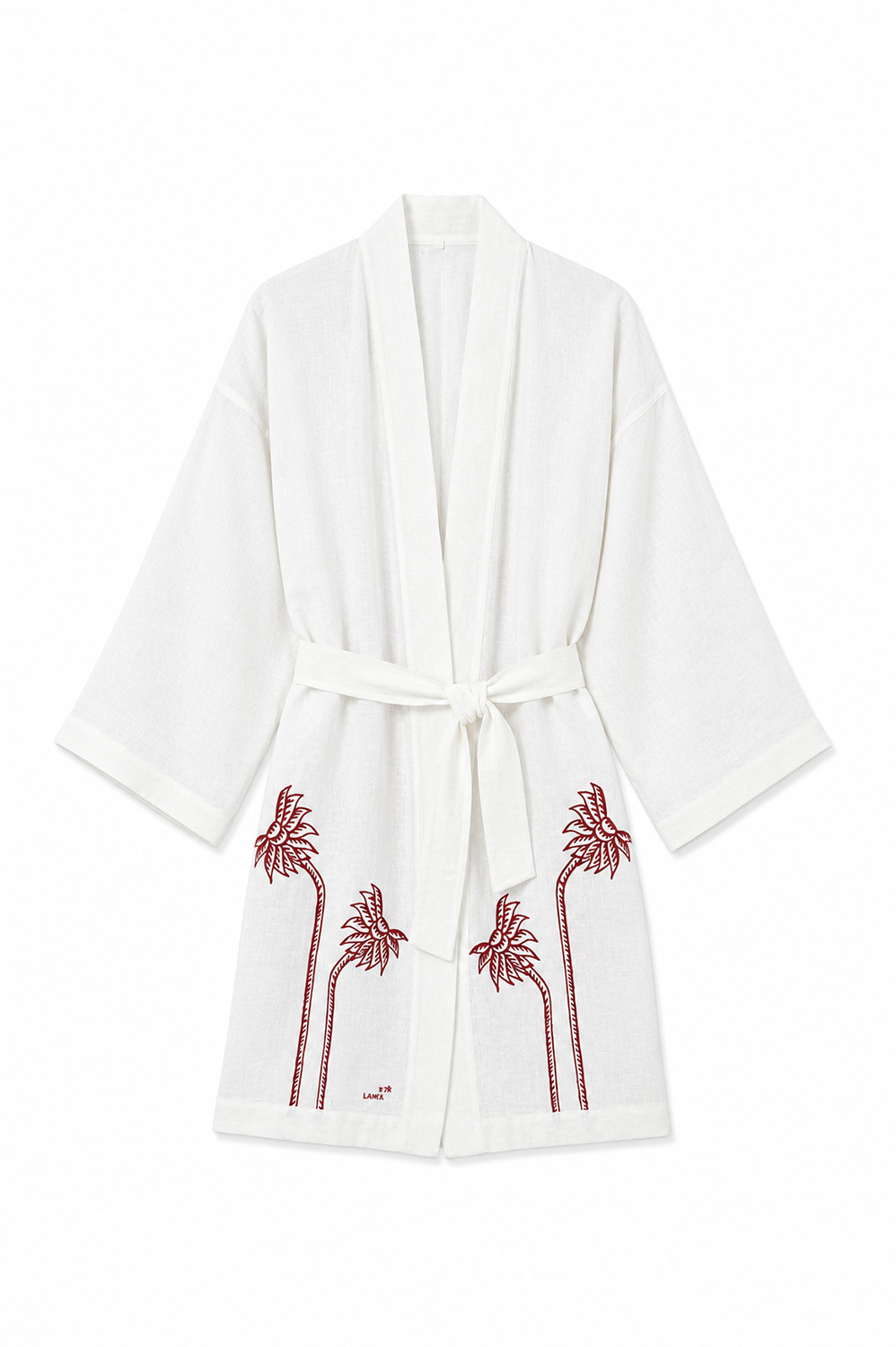 Kyr Lakis Kimono White with Red Palm Tree