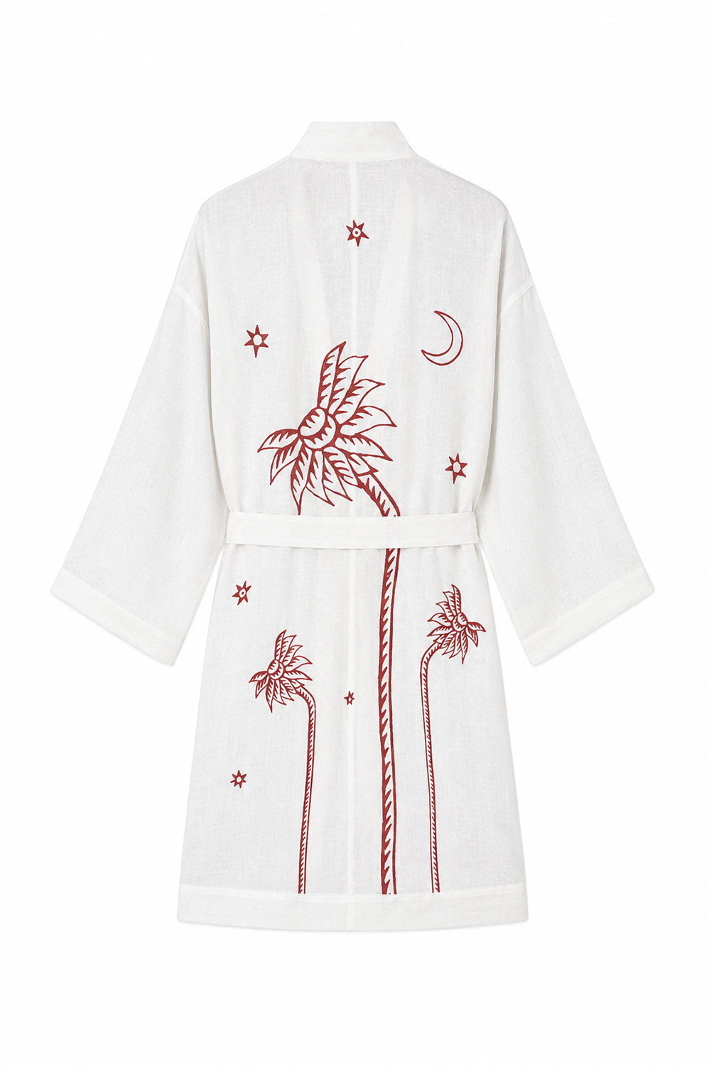 Kyr Lakis Kimono White with Red Palm Tree - Image 2