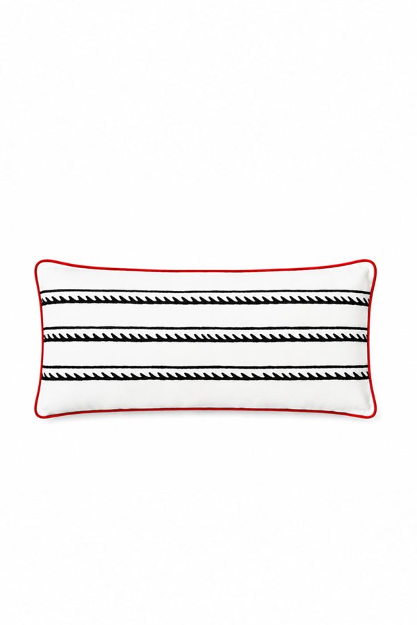 Kyr Lakis Pillow With Black Waves And Red Piping