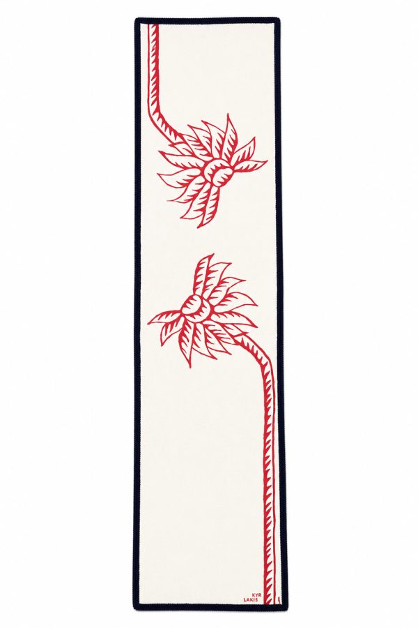 kyr Lakis Runner Red Palm Tree Blue Piping