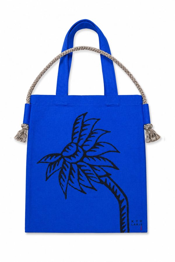 kyr Lakis Tagar in Bag Large in Blue Roi With Black Palm