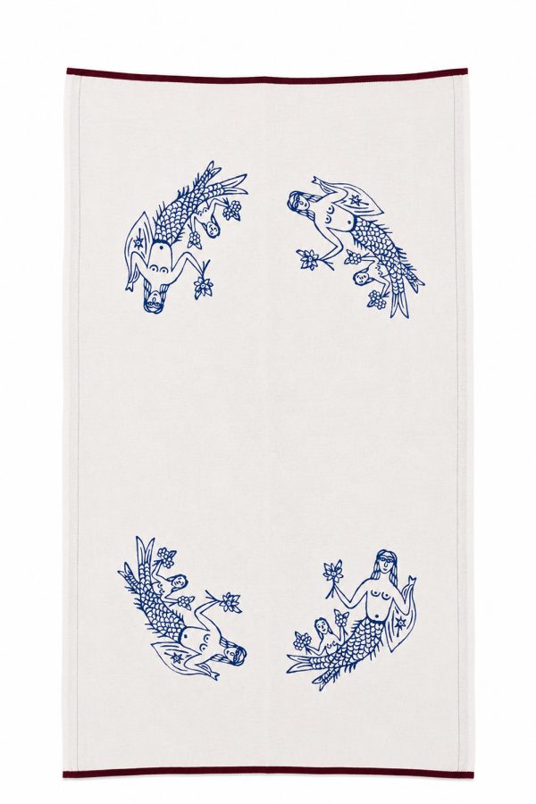 Kyr Lakis Tsantila Pareo With Blue Mermaid And Bordeaux Piping