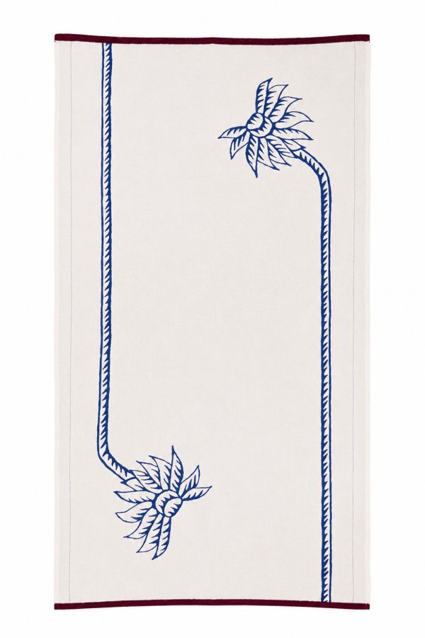 Kyr Lakis Tsantila Pareo With Blue Palm Tree And Bordeaux