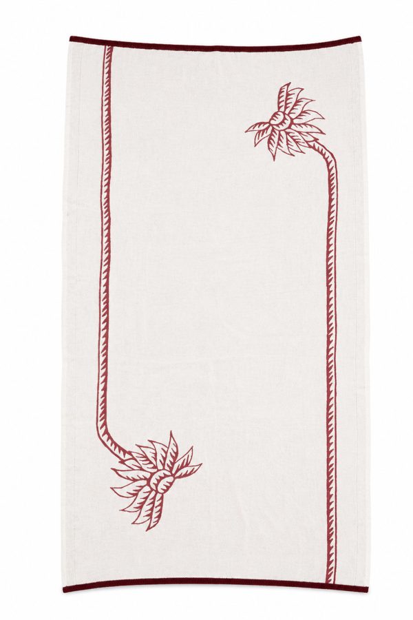 Kyr Lakis Tsantila Pareo With Red Palmtree And Bordeaux Piping