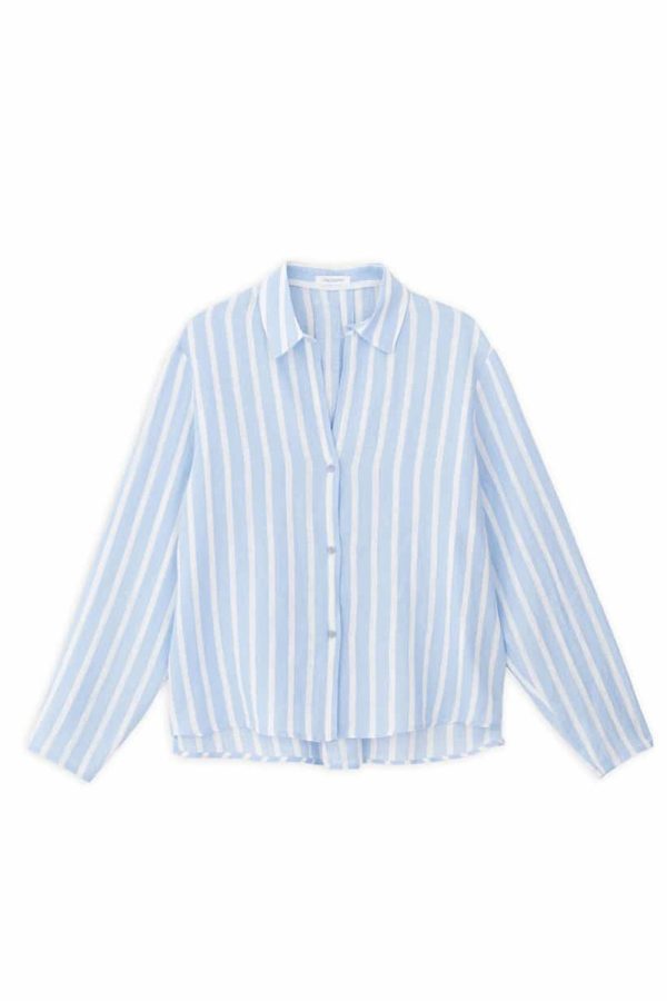 Philosophy Linen Shirt Striped Light Blue