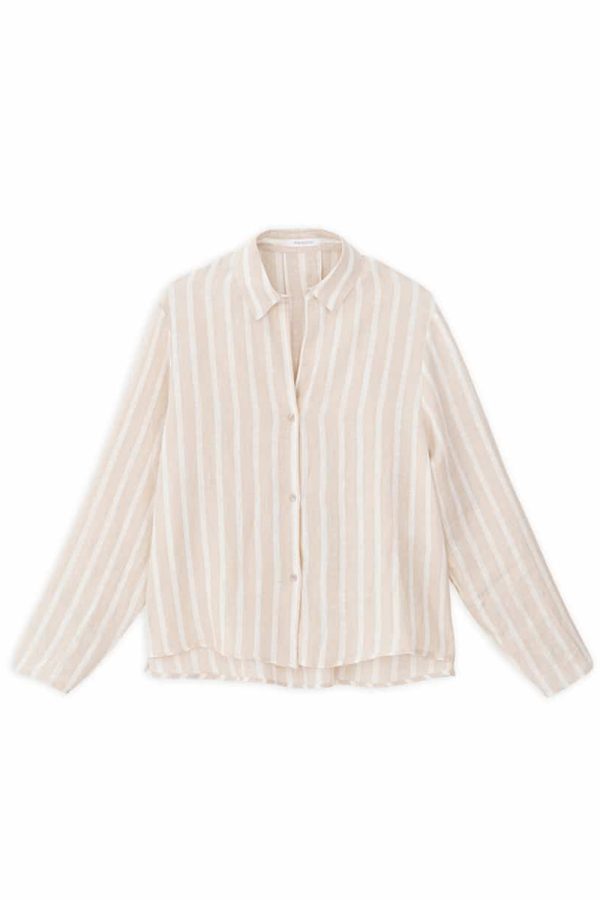 Philosophy Linen Striped Shirt Beige