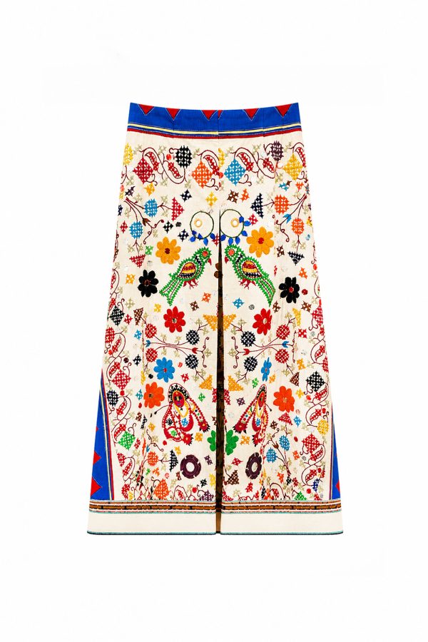 RIANNA+NINA Ooak Skirt With Box Pleat Embroidery One Of A Kind