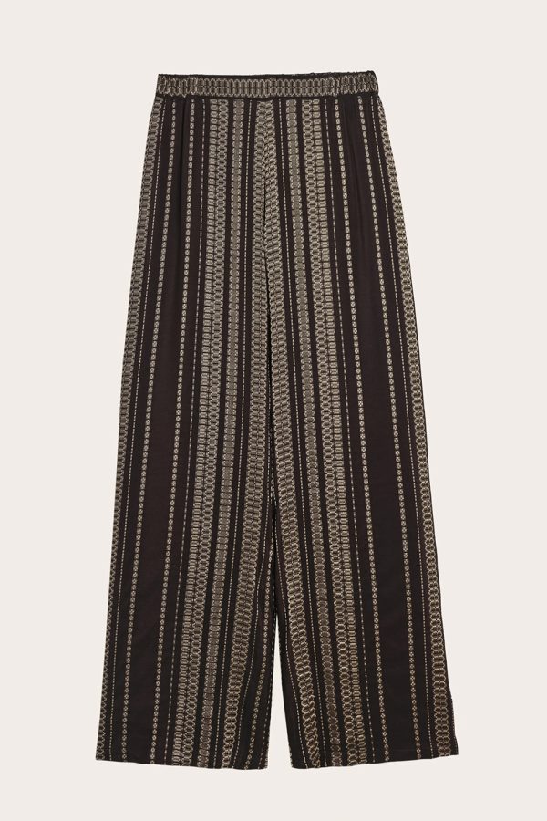ZEUS+DION Alcestes Textured Silk Jacquard Trousers Black Gold