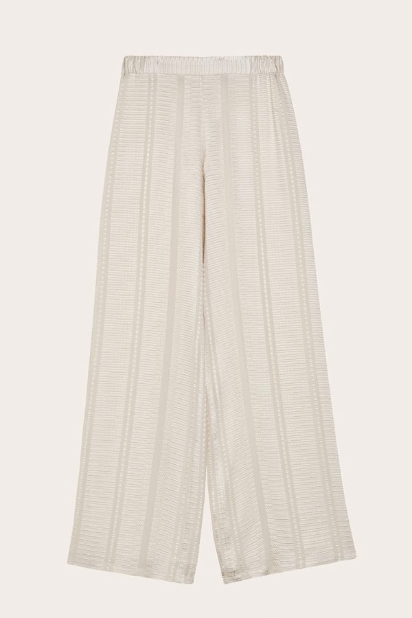 ZEUS+DION Alcestes Textured Silk Wide-Leg Trousers Ecru