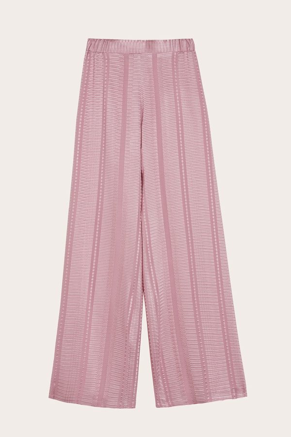 ZEUS+DION Alcestes Textured Silk Wide-Leg Trousers Light Pink