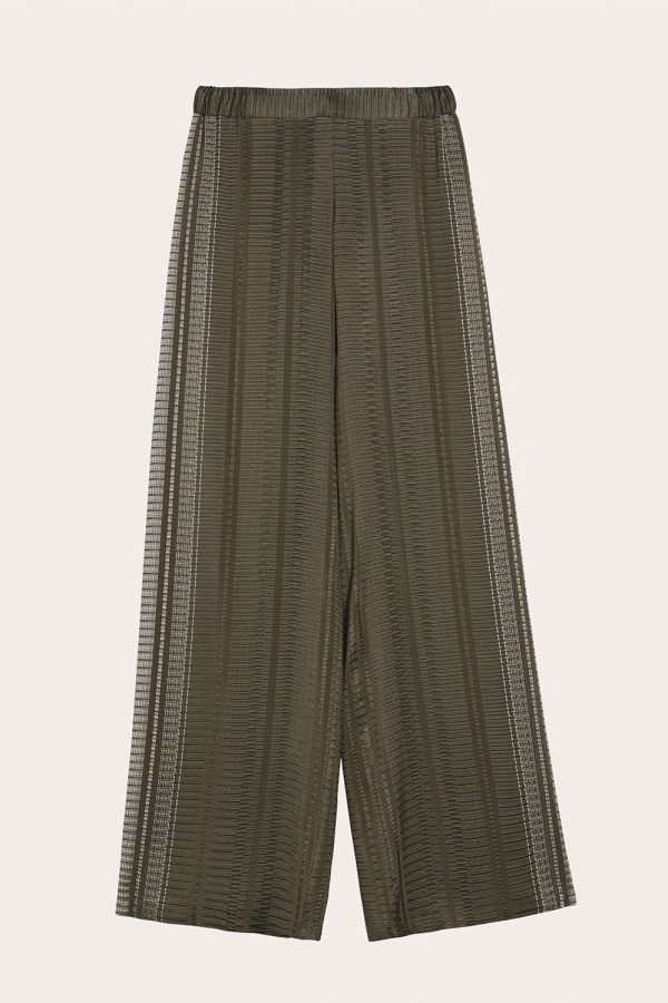 ZEUS+DION Alcestes Textured Silk Wide-Leg Trousers Tan
