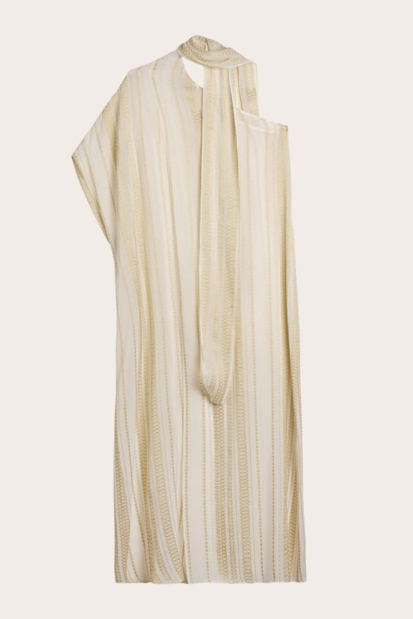 ZEUS+DION Athens Silk Jacquard Caftan Ivory