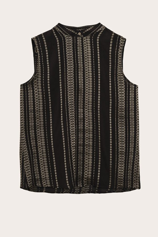 ZEUS+DION Hera Sleeveless Silk Jacquard Top Black
