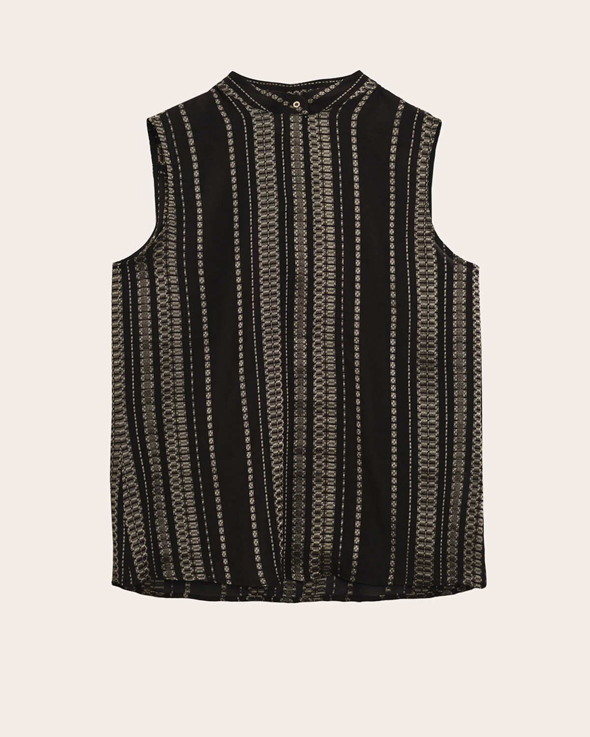 ZEUS+DION Hera Sleeveless Silk Jacquard Top Black