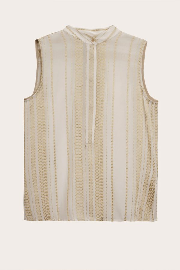 ZEUS+DION Hera Sleeveless Silk Jacquard Top Ivory