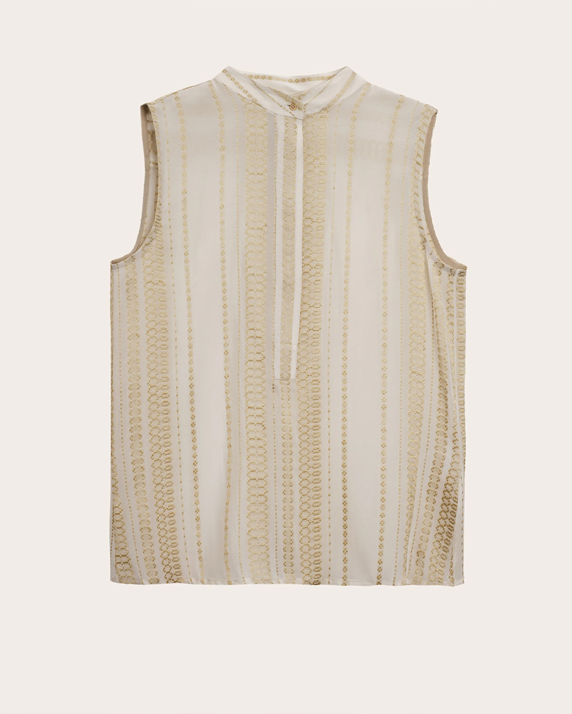 ZEUS+DION Hera Sleeveless Silk Jacquard Top Ivory