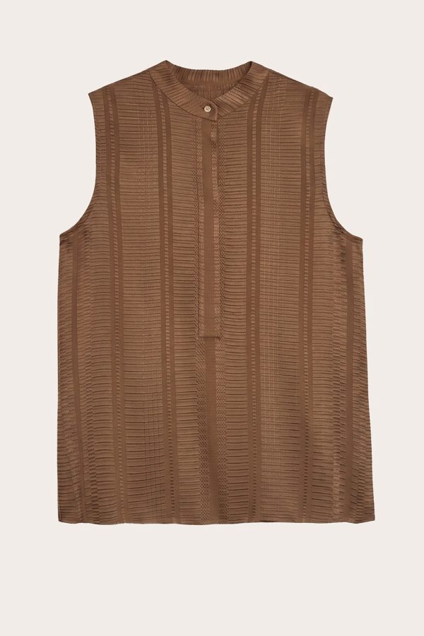 ZEUS+DION Hera Sleeveless Textured Top Tan