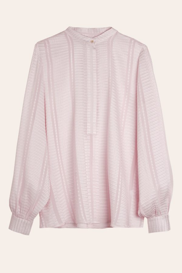 ZEUS+DION Hera Textured Silk Jacquard Blouse Light Pink