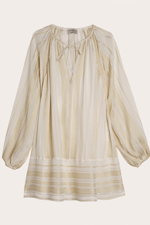 ZEUS+DION Ionic Drift Mini Silk Jacquard Dress Ivory